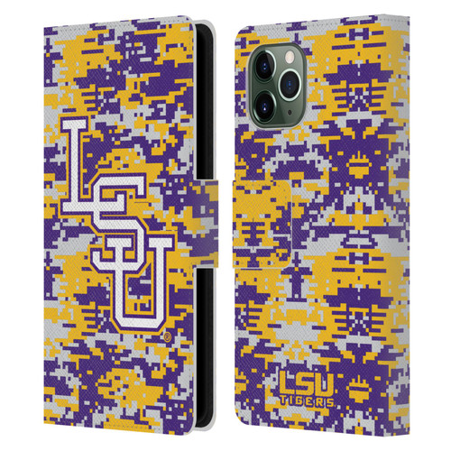 Louisiana State University LSU Louisiana State University Digital Camouflage Leather Book Wallet Case Cover For Apple iPhone 11 Pro