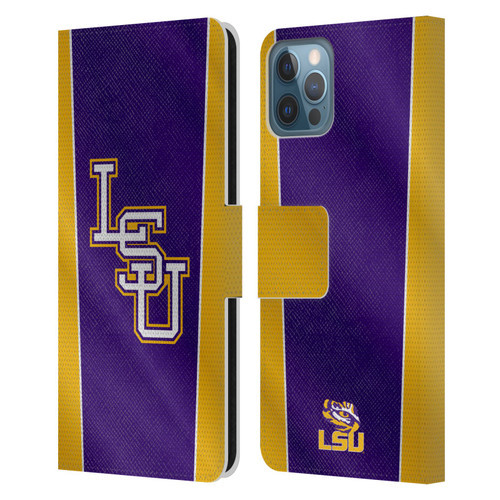 Louisiana State University LSU Louisiana State University Banner Leather Book Wallet Case Cover For Apple iPhone 12 / iPhone 12 Pro