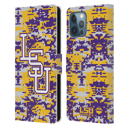Louisiana State University LSU Louisiana State University Digital Camouflage Leather Book Wallet Case Cover For Apple iPhone 12 Pro Max