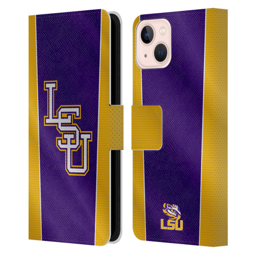 Louisiana State University LSU Louisiana State University Banner Leather Book Wallet Case Cover For Apple iPhone 13