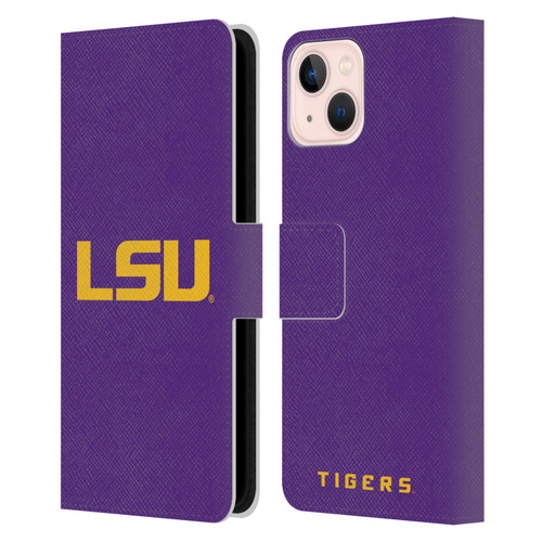 Louisiana State University LSU Louisiana State University Plain Leather Book Wallet Case Cover For Apple iPhone 13