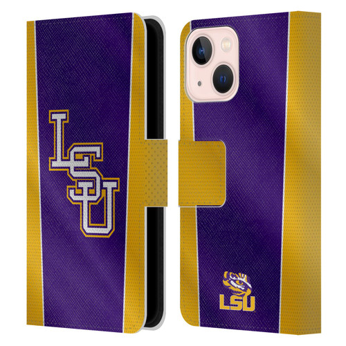 Louisiana State University LSU Louisiana State University Banner Leather Book Wallet Case Cover For Apple iPhone 13 Mini