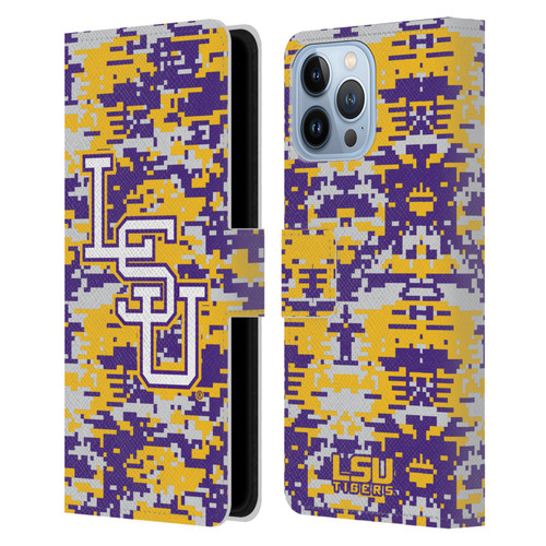 Louisiana State University LSU Louisiana State University Digital Camouflage Leather Book Wallet Case Cover For Apple iPhone 13 Pro Max