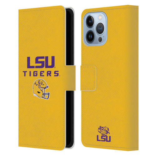 Louisiana State University LSU Louisiana State University Helmet Logotype Leather Book Wallet Case Cover For Apple iPhone 13 Pro Max