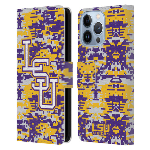 Louisiana State University LSU Louisiana State University Digital Camouflage Leather Book Wallet Case Cover For Apple iPhone 13 Pro