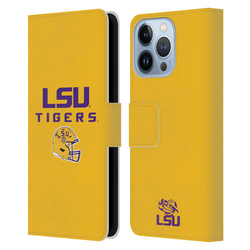 Louisiana State University LSU Louisiana State University Helmet Logotype Leather Book Wallet Case Cover For Apple iPhone 13 Pro