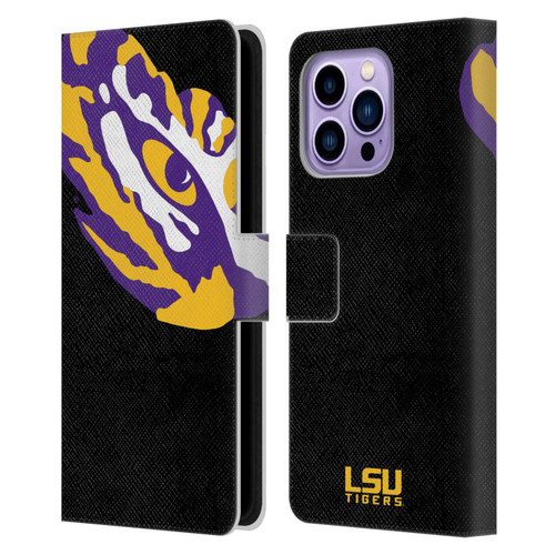 Louisiana State University LSU Louisiana State University Oversized Icon Leather Book Wallet Case Cover For Apple iPhone 14 Pro Max