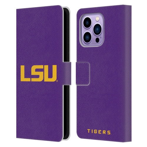 Louisiana State University LSU Louisiana State University Plain Leather Book Wallet Case Cover For Apple iPhone 14 Pro Max