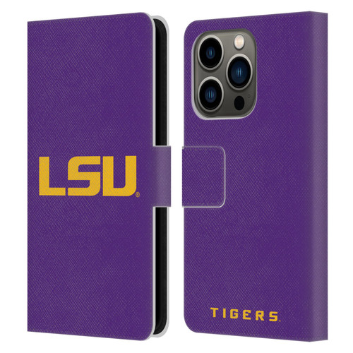 Louisiana State University LSU Louisiana State University Plain Leather Book Wallet Case Cover For Apple iPhone 14 Pro