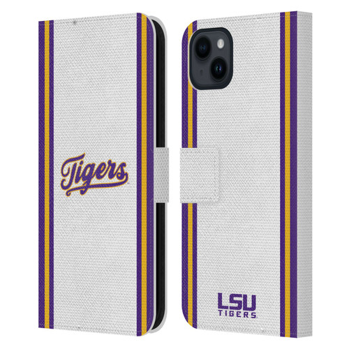 Louisiana State University LSU Louisiana State University Football Jersey Leather Book Wallet Case Cover For Apple iPhone 15 Plus