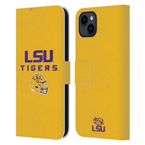 Louisiana State University LSU Louisiana State University Helmet Logotype Leather Book Wallet Case Cover For Apple iPhone 15 Plus