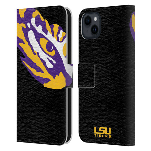 Louisiana State University LSU Louisiana State University Oversized Icon Leather Book Wallet Case Cover For Apple iPhone 15 Plus