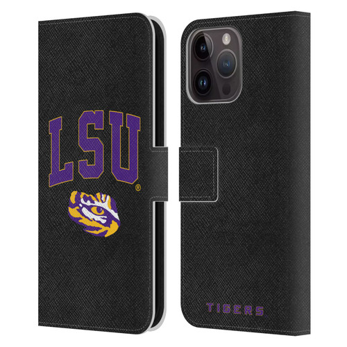 Louisiana State University LSU Louisiana State University Campus Logotype Leather Book Wallet Case Cover For Apple iPhone 15 Pro Max