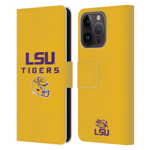 Louisiana State University LSU Louisiana State University Helmet Logotype Leather Book Wallet Case Cover For Apple iPhone 15 Pro