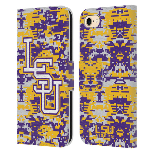 Louisiana State University LSU Louisiana State University Digital Camouflage Leather Book Wallet Case Cover For Apple iPhone 7 / 8 / SE 2020 & 2022
