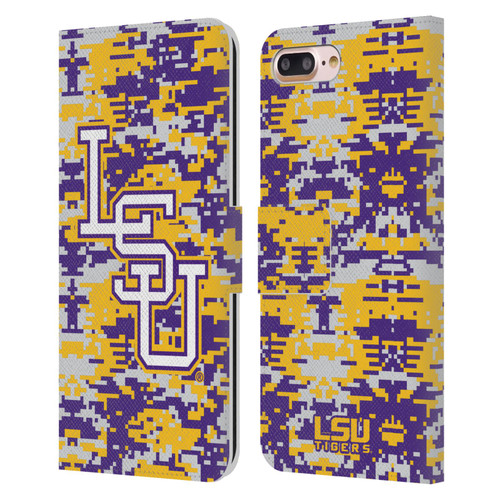 Louisiana State University LSU Louisiana State University Digital Camouflage Leather Book Wallet Case Cover For Apple iPhone 7 Plus / iPhone 8 Plus