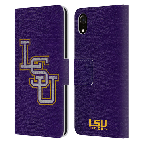 Louisiana State University LSU Louisiana State University Distressed Leather Book Wallet Case Cover For Apple iPhone XR