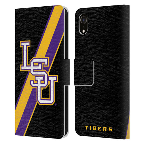 Louisiana State University LSU Louisiana State University Stripes Leather Book Wallet Case Cover For Apple iPhone XR