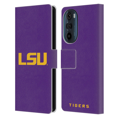 Louisiana State University LSU Louisiana State University Plain Leather Book Wallet Case Cover For Motorola Edge 30