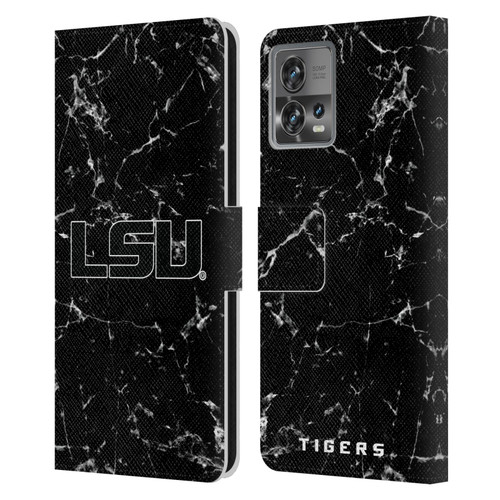 Louisiana State University LSU Louisiana State University Black And White Marble Leather Book Wallet Case Cover For Motorola Moto Edge 30 Fusion