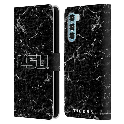 Louisiana State University LSU Louisiana State University Black And White Marble Leather Book Wallet Case Cover For Motorola Edge S30 / Moto G200 5G