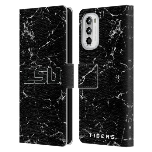 Louisiana State University LSU Louisiana State University Black And White Marble Leather Book Wallet Case Cover For Motorola Moto G52