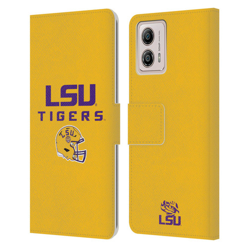 Louisiana State University LSU Louisiana State University Helmet Logotype Leather Book Wallet Case Cover For Motorola Moto G53 5G