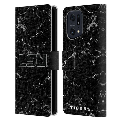 Louisiana State University LSU Louisiana State University Black And White Marble Leather Book Wallet Case Cover For OPPO Find X5 Pro