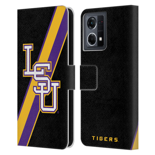 Louisiana State University LSU Louisiana State University Stripes Leather Book Wallet Case Cover For OPPO Reno8 4G