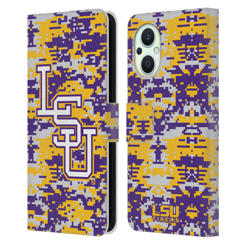 Louisiana State University LSU Louisiana State University Digital Camouflage Leather Book Wallet Case Cover For OPPO Reno8 Lite