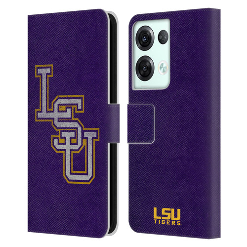 Louisiana State University LSU Louisiana State University Distressed Leather Book Wallet Case Cover For OPPO Reno8 Pro