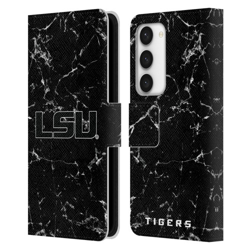 Louisiana State University LSU Louisiana State University Black And White Marble Leather Book Wallet Case Cover For Samsung Galaxy S23 5G