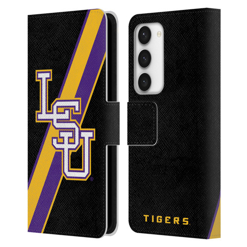 Louisiana State University LSU Louisiana State University Stripes Leather Book Wallet Case Cover For Samsung Galaxy S23 5G