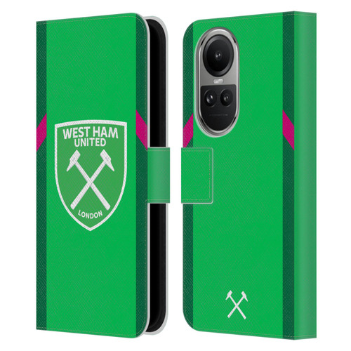 West Ham United FC 2023/24 Crest Kit Home Goalkeeper Leather Book Wallet Case Cover For OPPO Reno10 5G / Reno10 Pro 5G