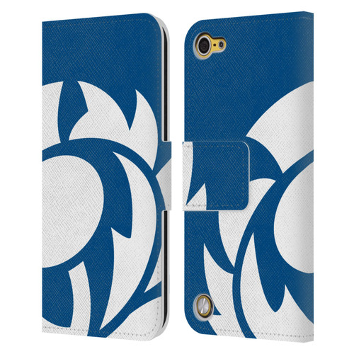 Scotland Rugby Oversized Thistle Saltire Blue Leather Book Wallet Case Cover For Apple iPod Touch 5G 5th Gen