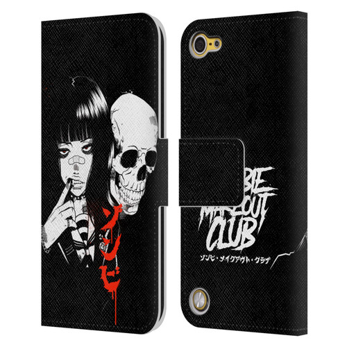 Zombie Makeout Club Art Girl And Skull Leather Book Wallet Case Cover For Apple iPod Touch 5G 5th Gen