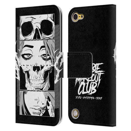 Zombie Makeout Club Art Skull Collage Leather Book Wallet Case Cover For Apple iPod Touch 5G 5th Gen