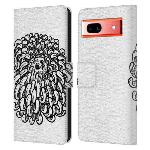 Matt Bailey Skull Flower Leather Book Wallet Case Cover For Google Pixel 7a