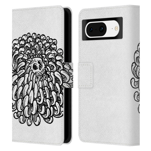 Matt Bailey Skull Flower Leather Book Wallet Case Cover For Google Pixel 8