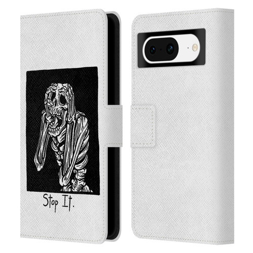 Matt Bailey Skull Stop It Leather Book Wallet Case Cover For Google Pixel 8