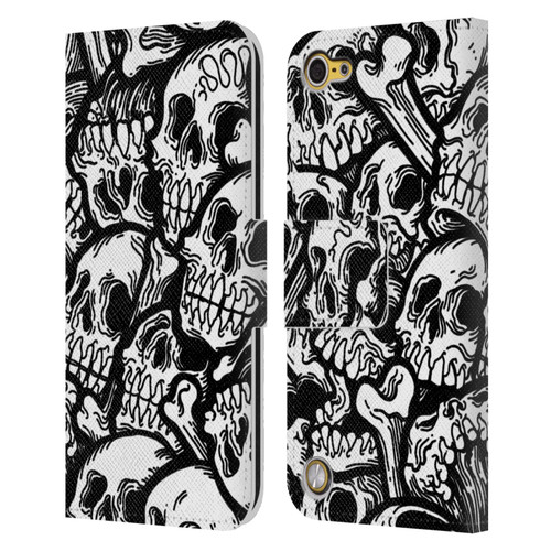 Matt Bailey Skull All Over Leather Book Wallet Case Cover For Apple iPod Touch 5G 5th Gen