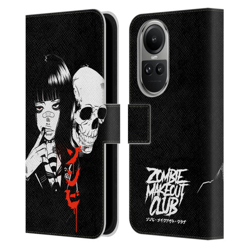 Zombie Makeout Club Art Girl And Skull Leather Book Wallet Case Cover For OPPO Reno10 5G / Reno10 Pro 5G