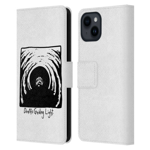 Matt Bailey Skull Deaths Guiding Light Leather Book Wallet Case Cover For Apple iPhone 15