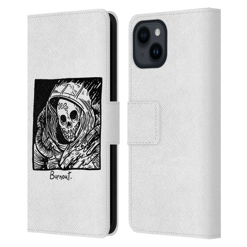 Matt Bailey Skull Burnout Leather Book Wallet Case Cover For Apple iPhone 15