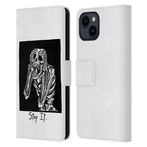 Matt Bailey Skull Stop It Leather Book Wallet Case Cover For Apple iPhone 15