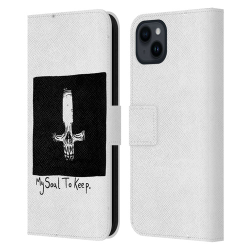 Matt Bailey Skull My Soul To Keep Leather Book Wallet Case Cover For Apple iPhone 15 Plus