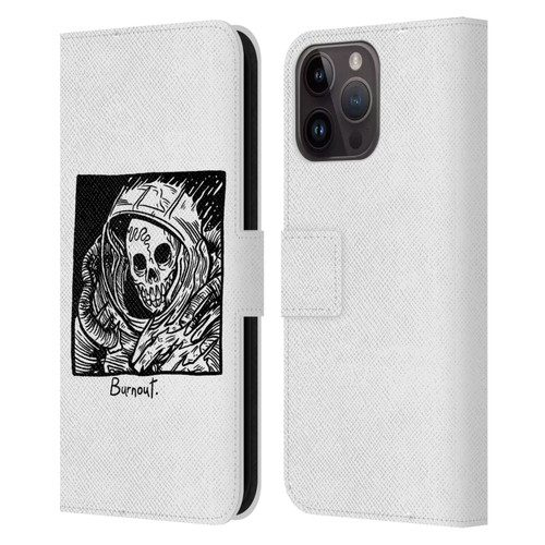 Matt Bailey Skull Burnout Leather Book Wallet Case Cover For Apple iPhone 15 Pro Max