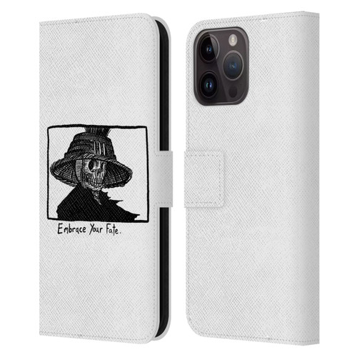 Matt Bailey Skull Embrace Your Fate Leather Book Wallet Case Cover For Apple iPhone 15 Pro Max