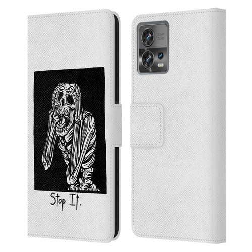 Matt Bailey Skull Stop It Leather Book Wallet Case Cover For Motorola Moto Edge 30 Fusion