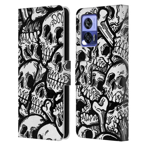 Matt Bailey Skull All Over Leather Book Wallet Case Cover For Motorola Edge 30 Neo 5G